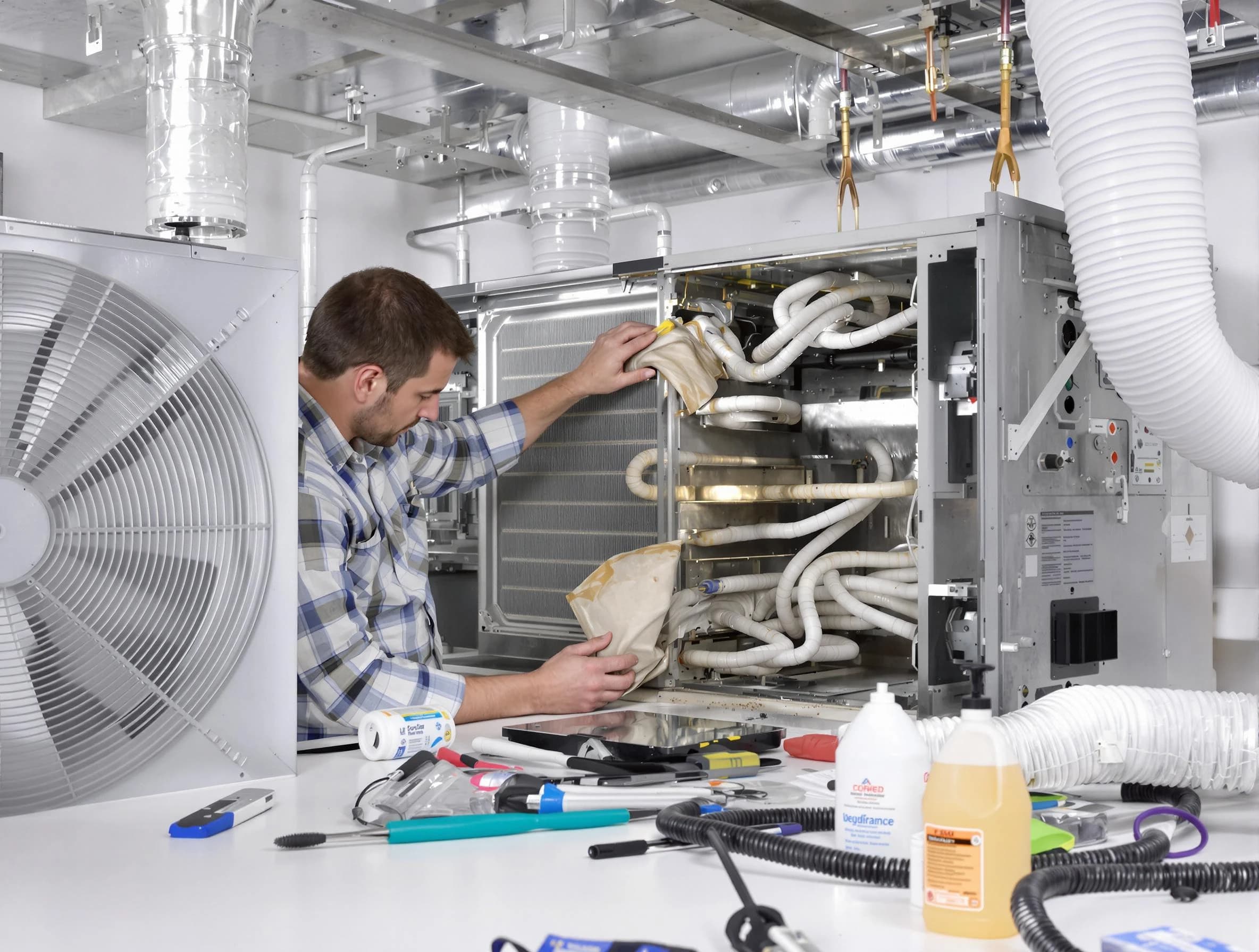 Bountiful Air Duct Cleaning specialist performing precision AC coil cleaning in Bountiful