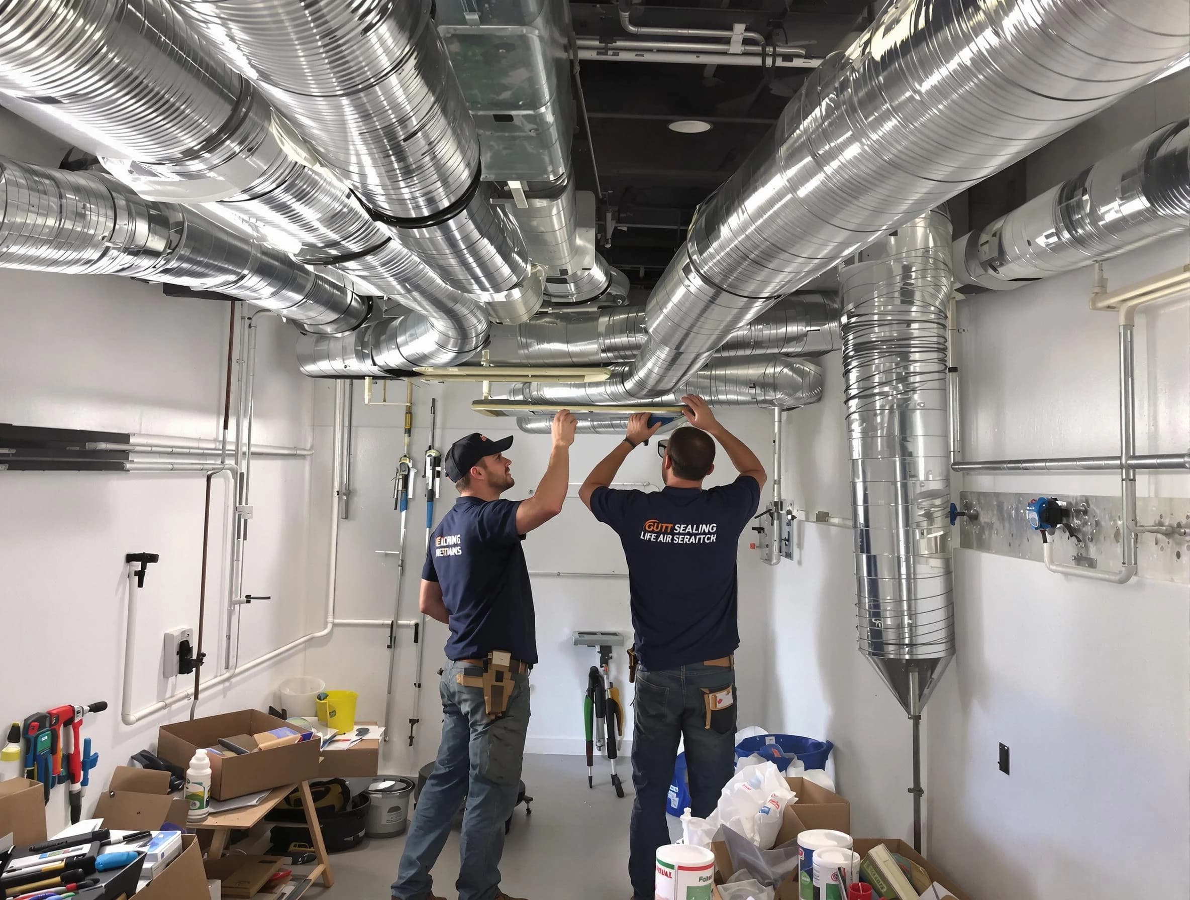 Bountiful Air Duct Cleaning technician applying professional duct sealing solutions in Bountiful