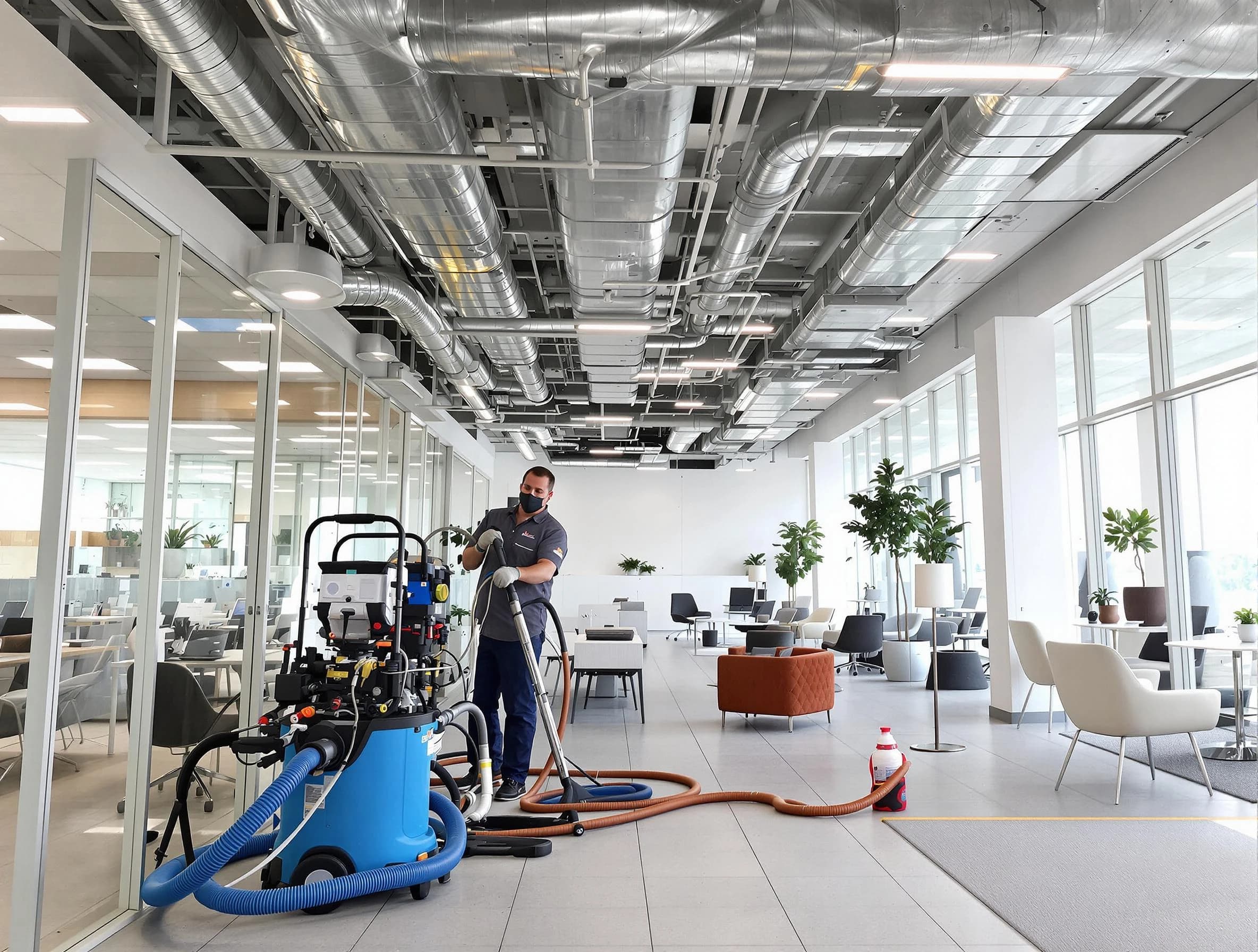 Bountiful Air Duct Cleaning team conducting comprehensive commercial duct cleaning at a business location in Bountiful