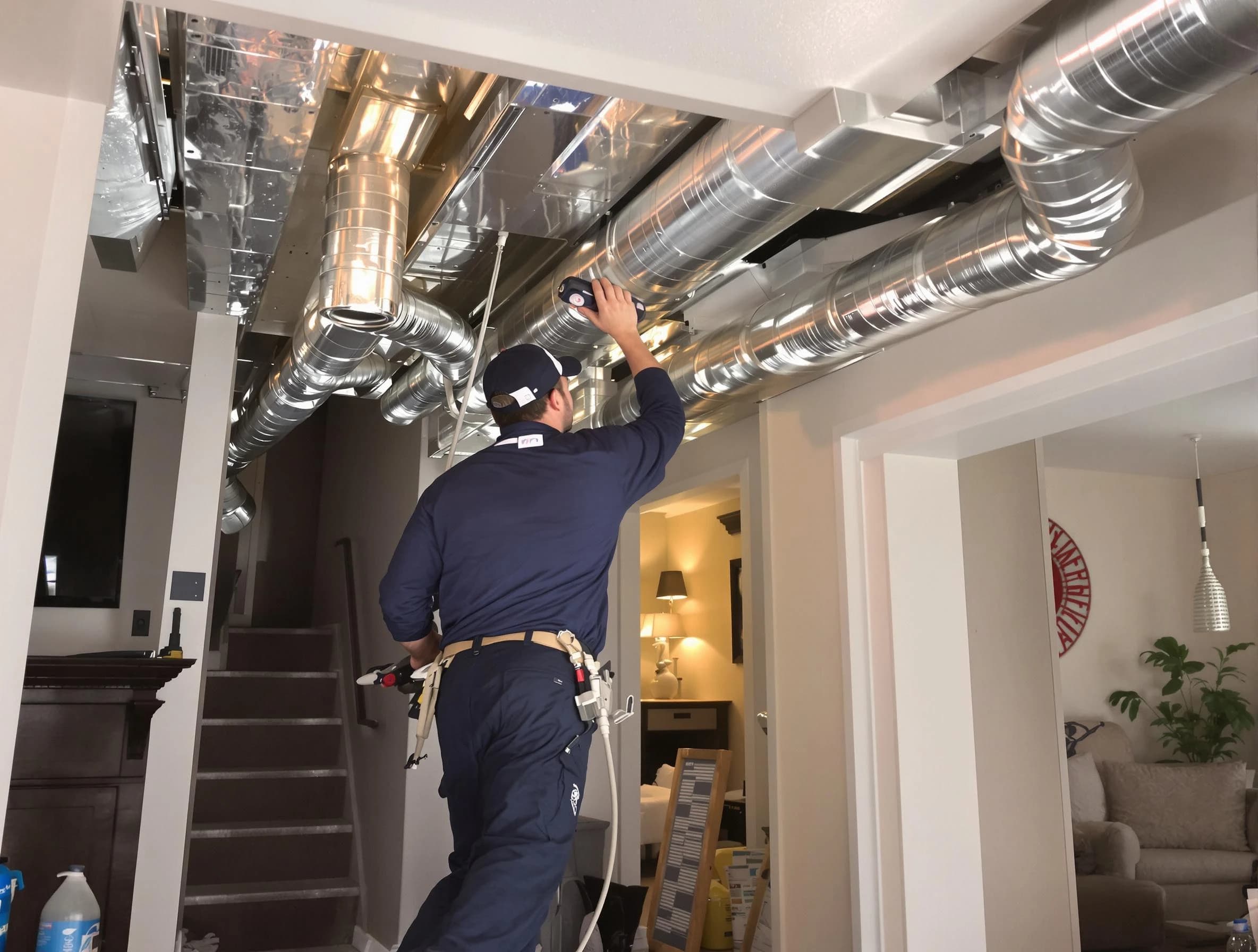 Bountiful Air Duct Cleaning expert performing specialized duct cleaning in a mobile home in Bountiful