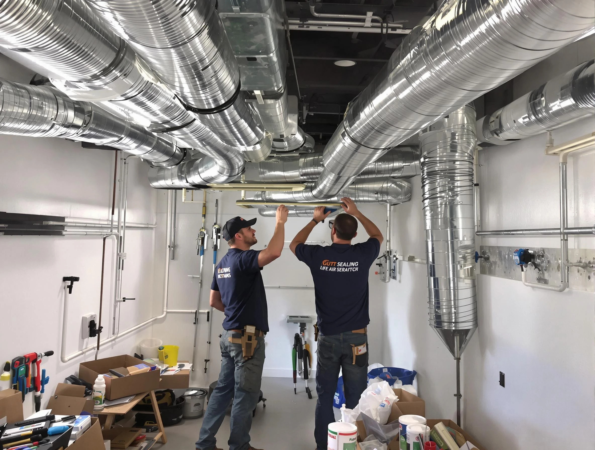 Bountiful Air Duct Cleaning technician applying professional duct sealing solutions in Bountiful