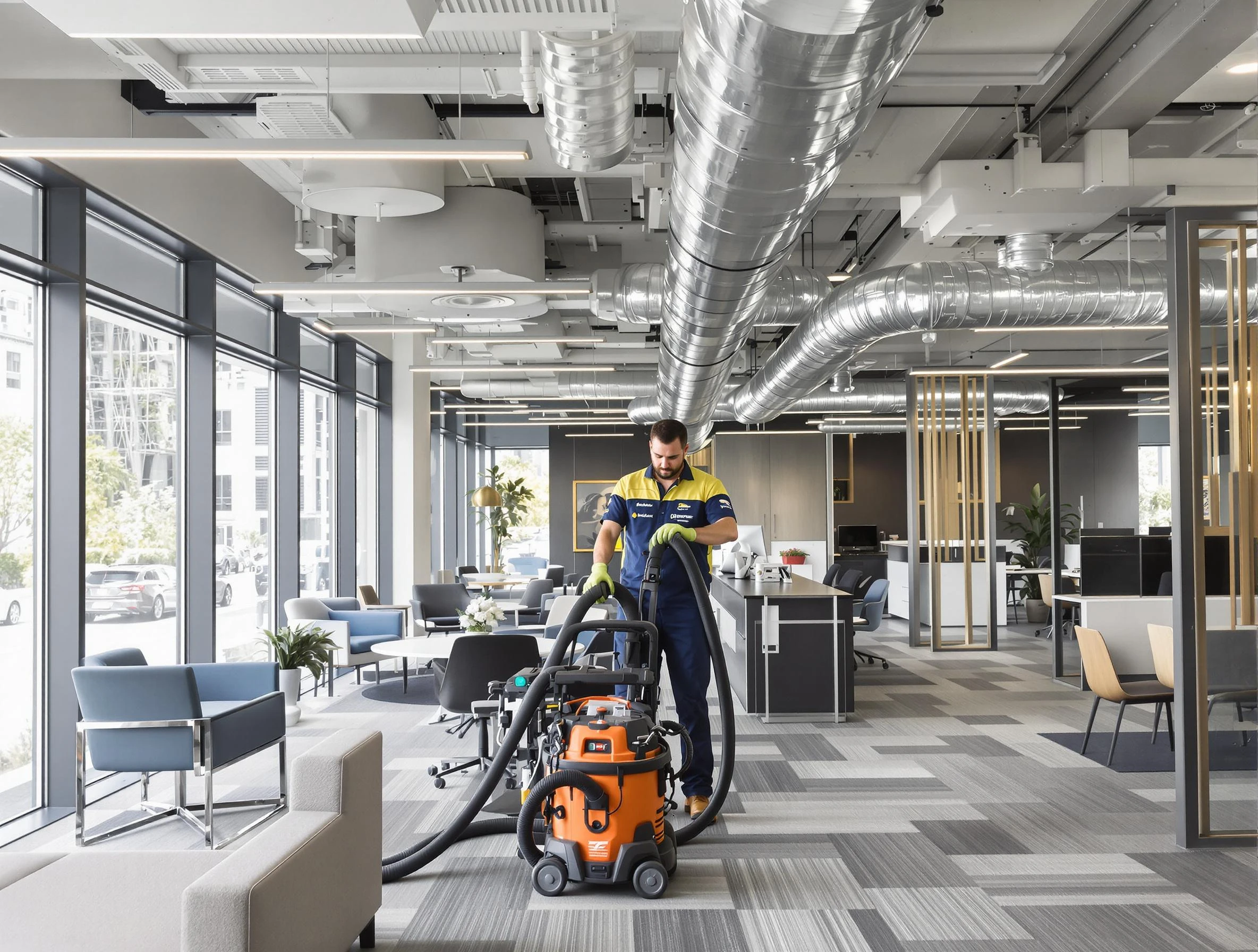 Bountiful Air Duct Cleaning team performing thorough commercial duct cleaning at a Bountiful business center